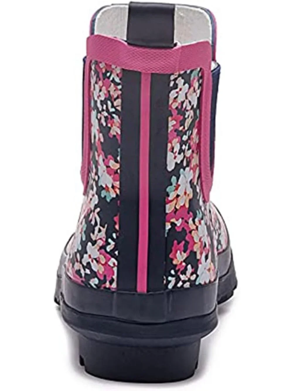 Women's Pink Light Ankle Garden Anti-Slipping Floral Printed Stylish Rain Boots